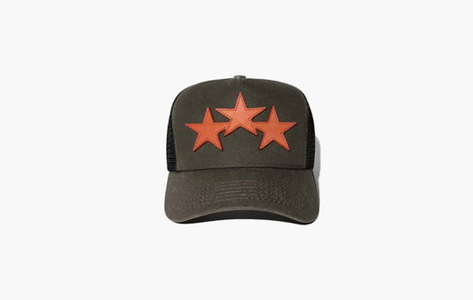 Three Star Trucker Hat "Military Green"
