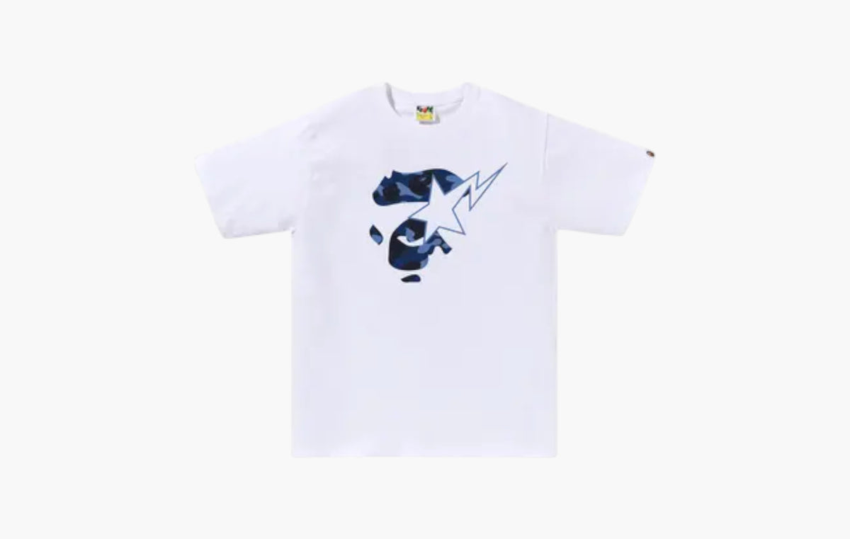 BAPE Color Camo Ape Face BAPE Sta Tee "White/Navy"