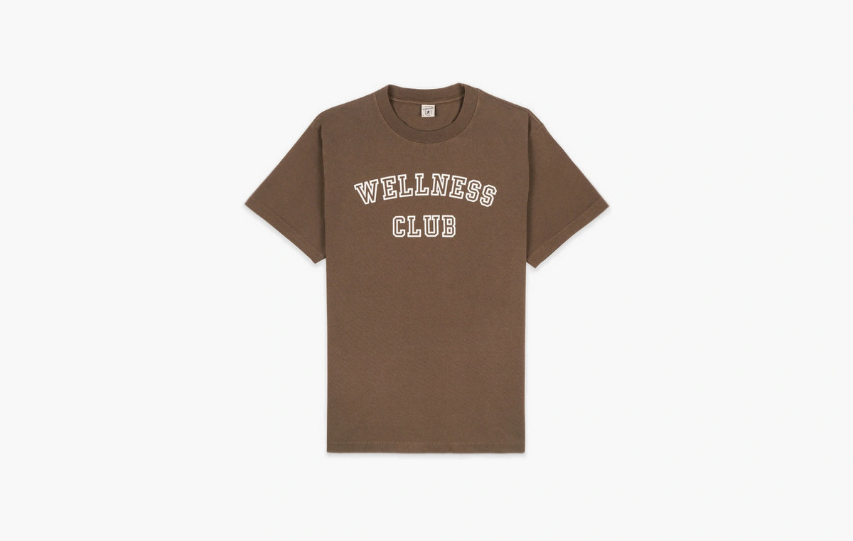 Wellness Club Flocked T-Shirt "Earl Grey/White"
