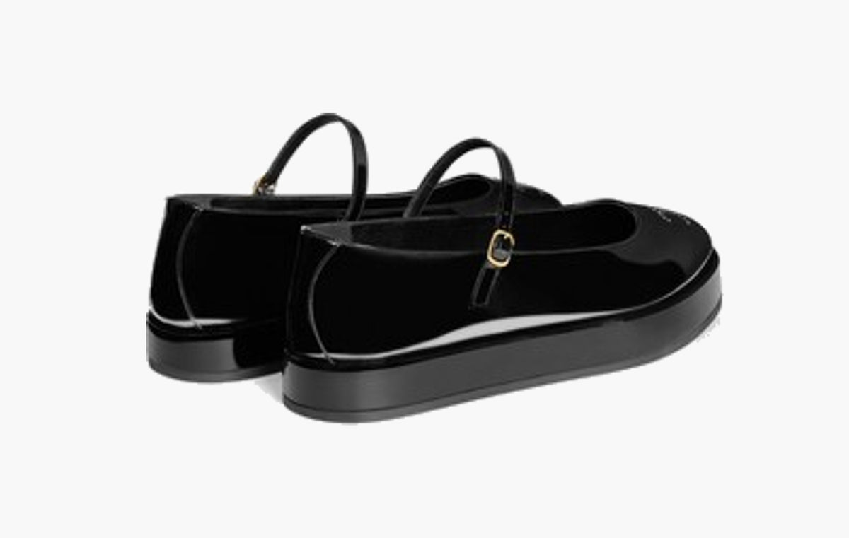 Clara Wedge Mary-Jane Ballerina In Patent Calfskin "Black"
