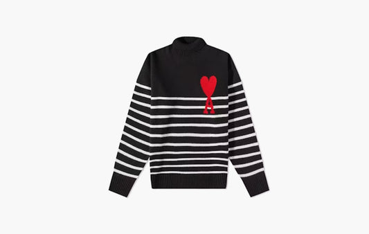 Ami De Coeur Striped Sweater "Black/White/Red"