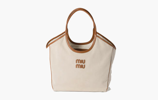 IVY Canvas And Leather Bag Large "Beige/Brandy"