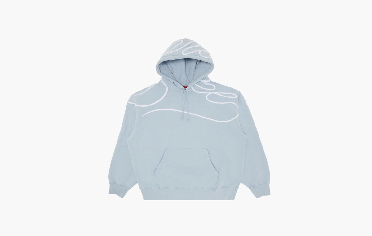 Shoulder Script Hooded Sweatshirt "Light Blue"