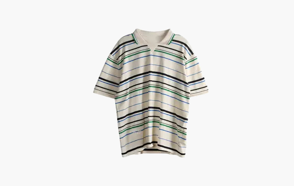 Knit Polo T-Shirt "Wonder White/Green/Blue Bird/Night Indigo"