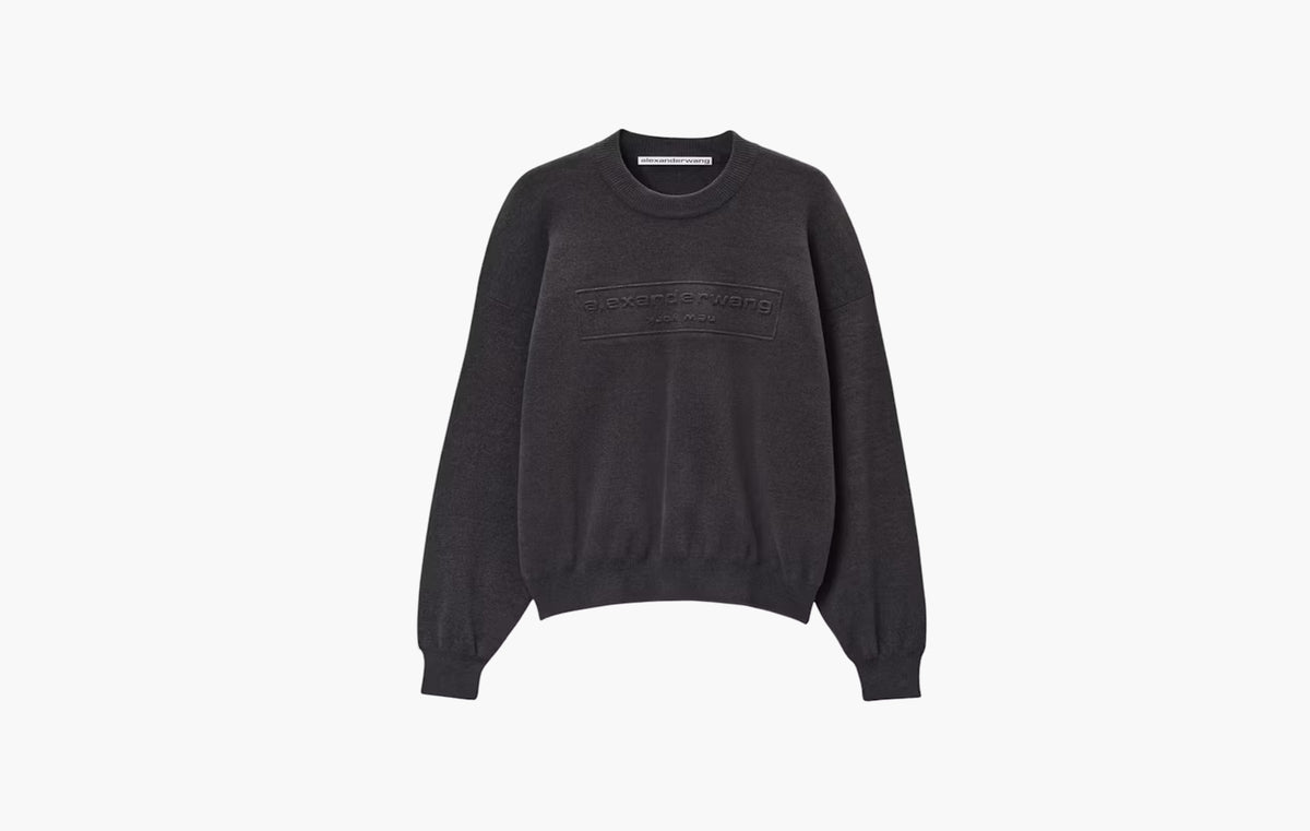Embossed Logo Ribbed Pullover "Grey"