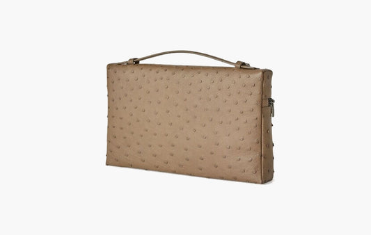 Extra Pouch L29 Ostrich Leather "Warm Mastic/Onyx"