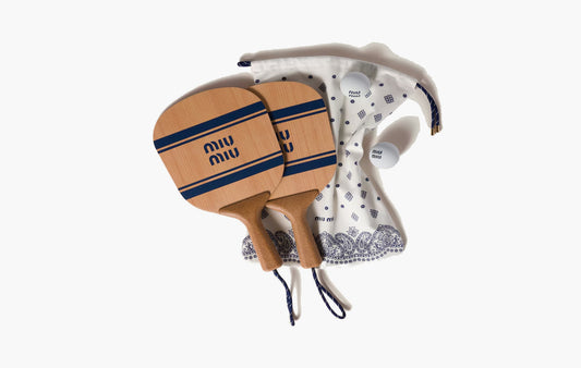 Wood Beach Racket Set "Natural/Blue"