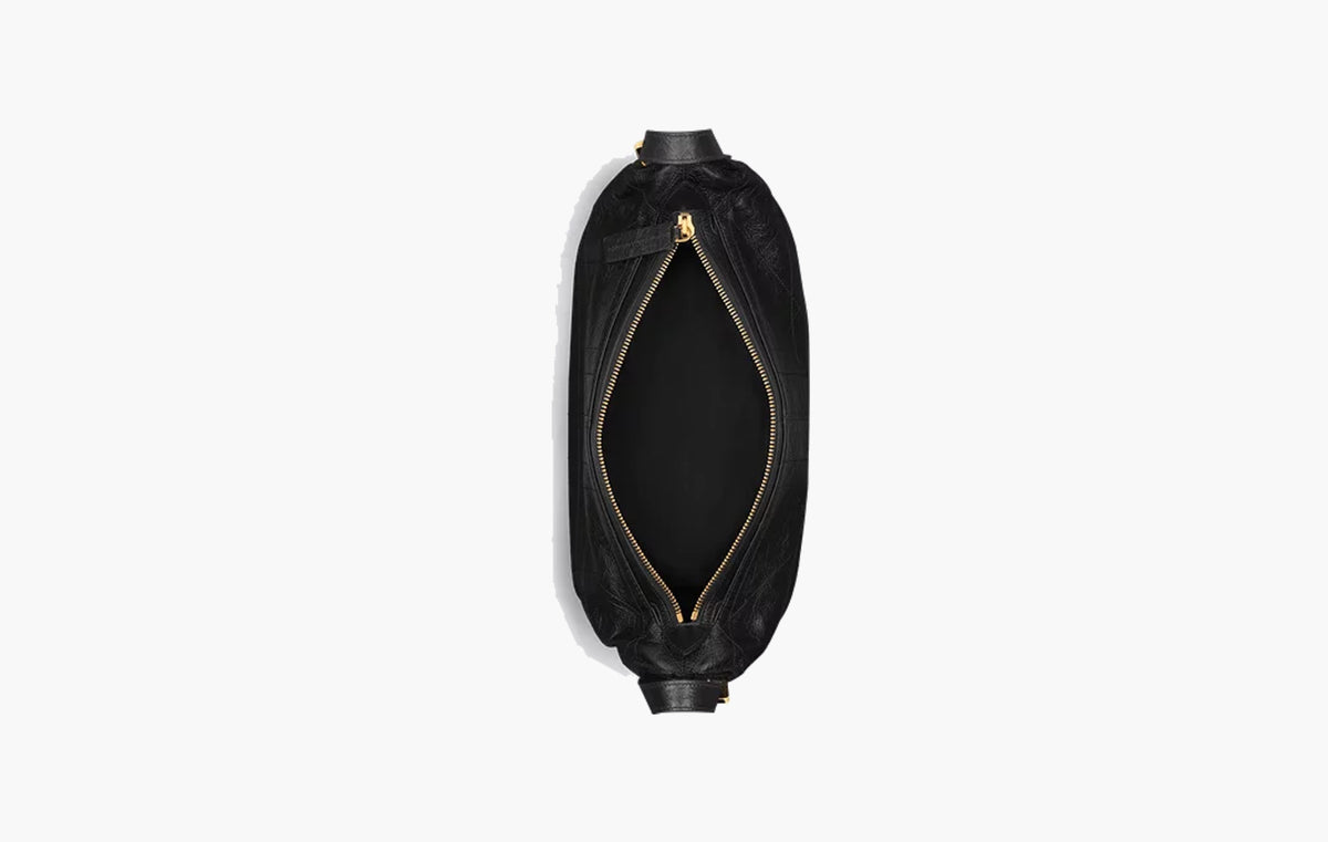 Medium D-Journey Bag in Crinkled Calfskin "Black Flat Macrocannage"