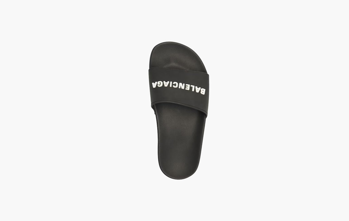 Women's Pool Slide Sandal in "Black/White"