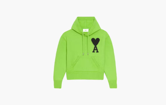 Ami de Coeur Merino Wool Knit Hoode "Green/Black"
