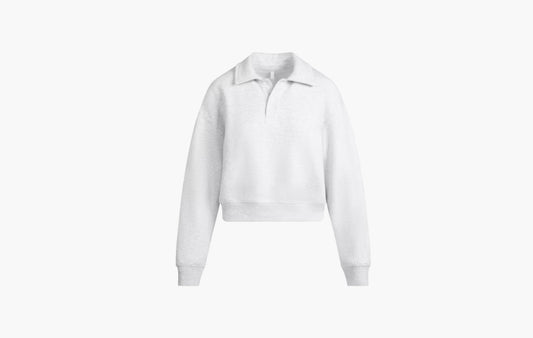 Cotton Fleece Polo Sweatshirt "Light Heather Grey"