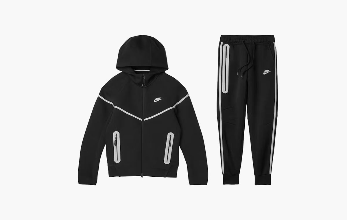 Sportswear Tech Fleece Full Zip Hoodie & Joggers Reflective Details Set "Black/Bemis Silver"
