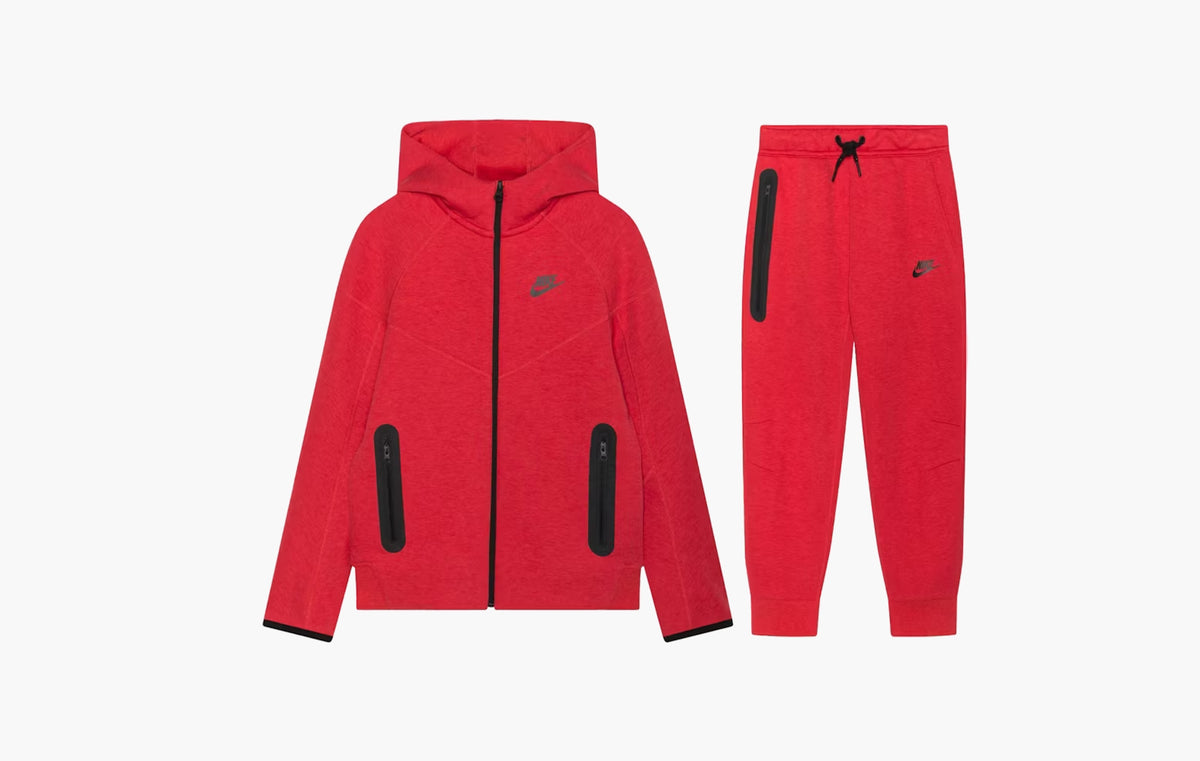 Sportswear Tech Fleece Full-Zip Hoodie & Joggers Set "Light University Red Heather/Black/Black"