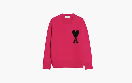 Ami de Coeur Merino Wool Crewneck Jumper "Fuchsia/Black"