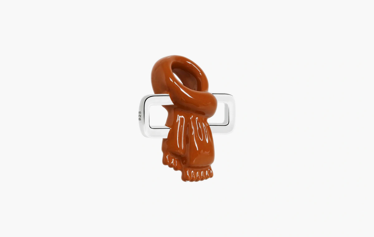 Beige Scarf Charm "Silver"