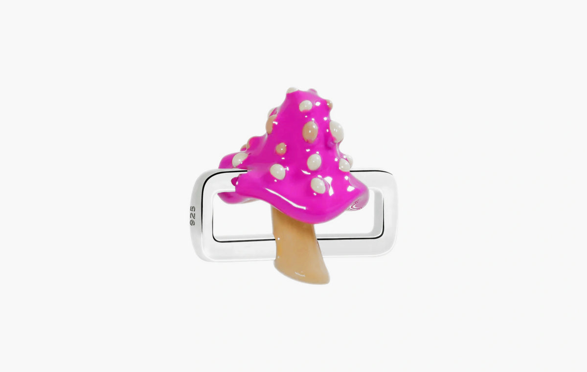 Pink Mushroom Charm "Silver"