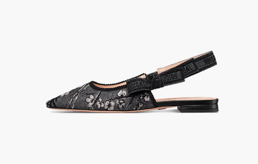 J'Adior Slingback Flat WMNS "Light Grey Jardin De Dior Embroidered Cotton"