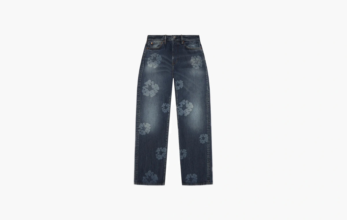 Baggy Laser Cotton Wreath Denim Pant "Dark Wash"