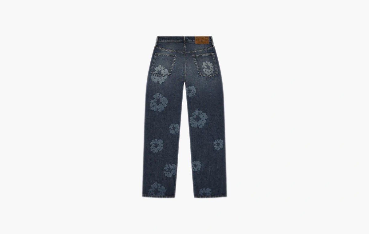 Baggy Laser Cotton Wreath Denim Pant "Dark Wash"