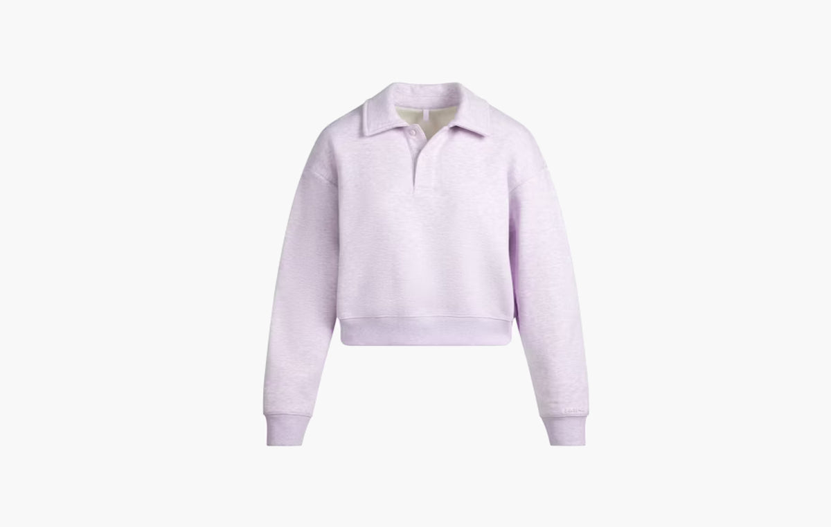 Cotton Fleece Polo Sweatshirt "Purple Heather"