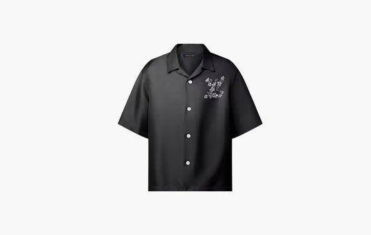 Printed Signature Silk Shirt "Black"
