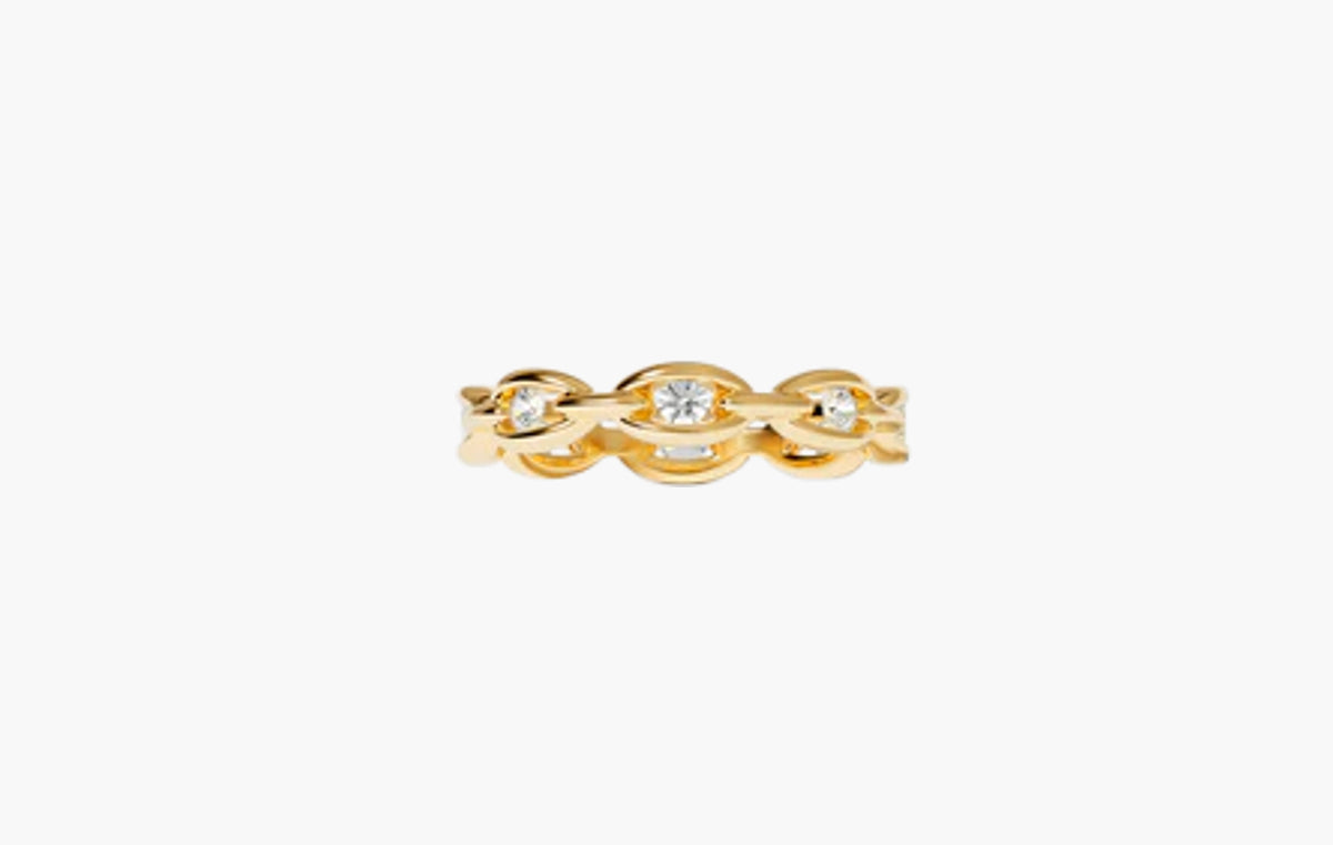 Yacht Club Pave Chain Ring 18k Yellow Gold Plated