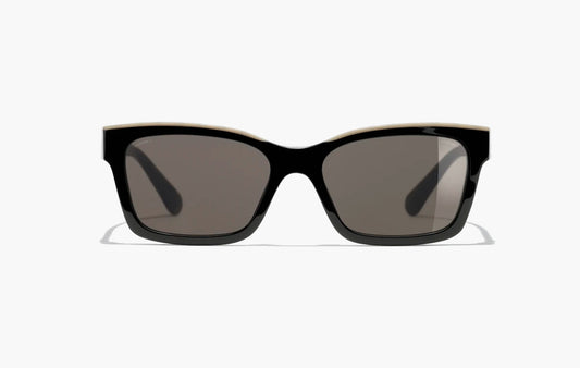 Square Sunglasses "Black & Beige"