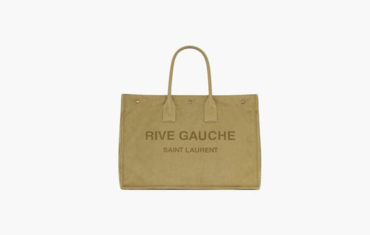 Rive Gauche Large Tote Bag In "Canvas Khaki"