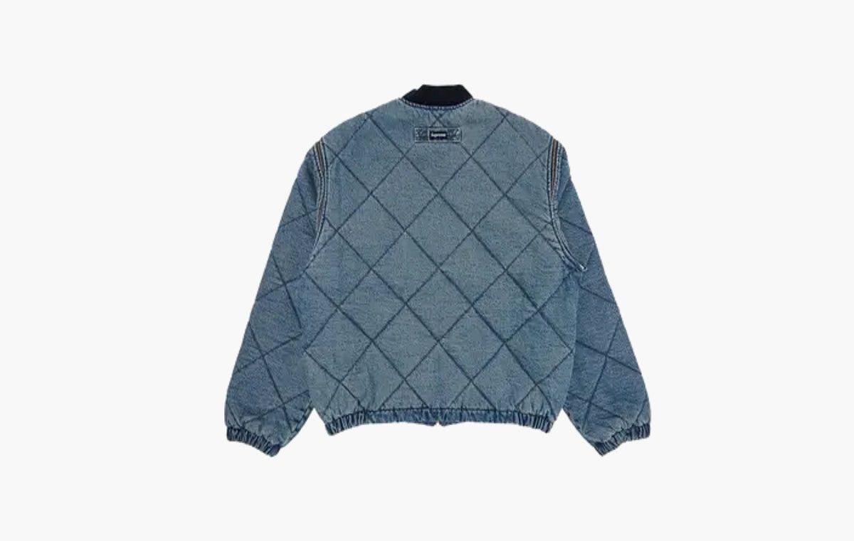 Zip-Off Sleeve Quilted Bomber Jacket "Denim"