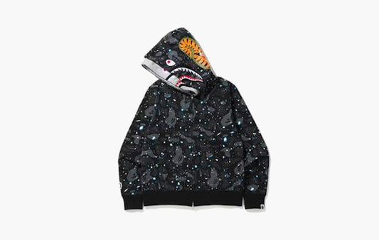 BAPE Space Camo Shark Full Zip Double Hoodie "Black Multi"