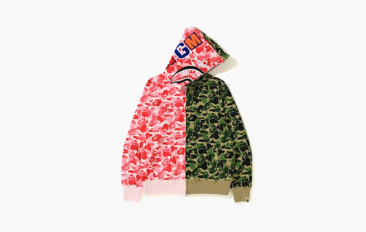 BAPE ABC Separate Shark Full Zip Hoodie "Pink/Green"