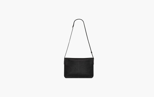 Niki Messenger In Grained Leather "Black"