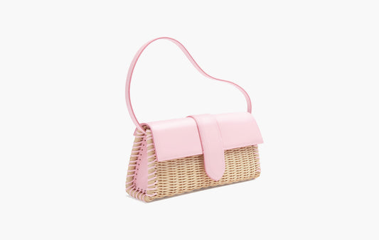 The Long Wicker Bambino Flap Bag "Pale Pink"