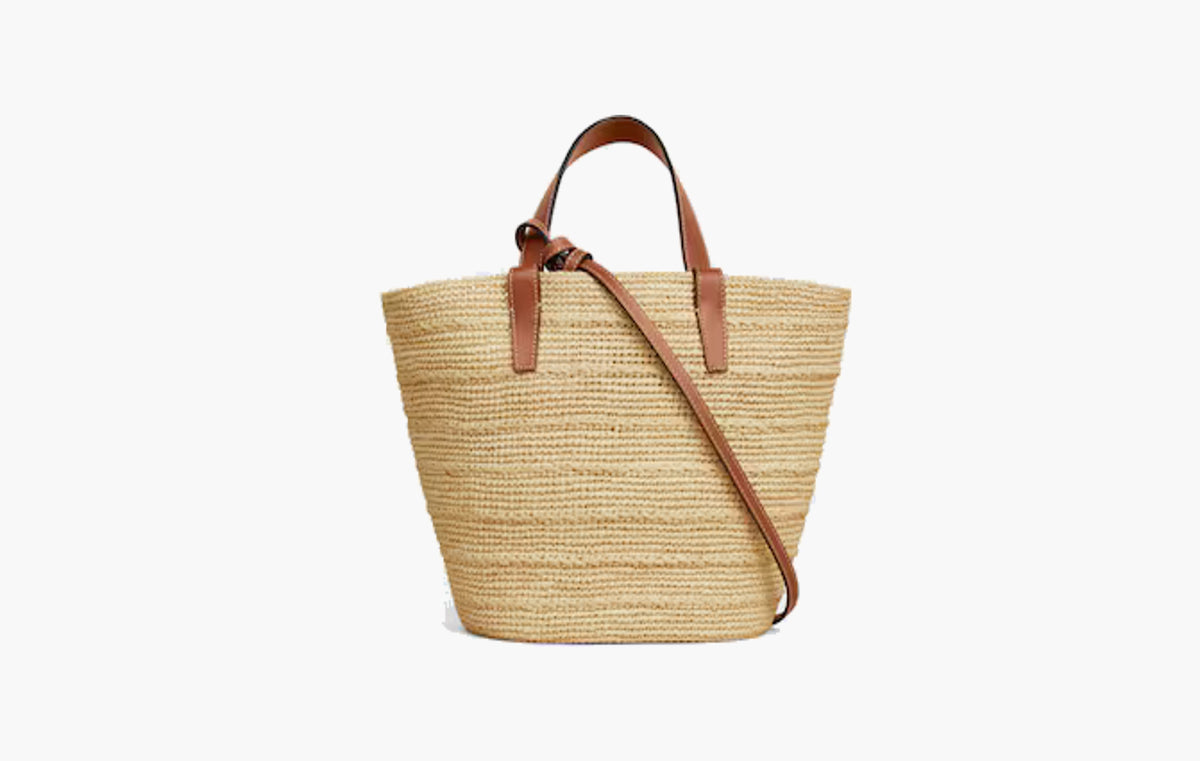 Teen Supple Celine Classic Panier In Raffia and Calfskin "Tan"