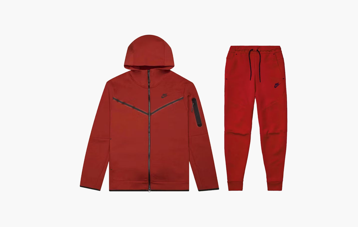 Sportswear Tech Fleece Full Zip Hoodie & Joggers Set "Gym Red/Black"