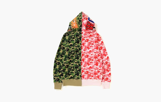 BAPE ABC Separate Shark Full Zip Hoodie "Pink/Green"