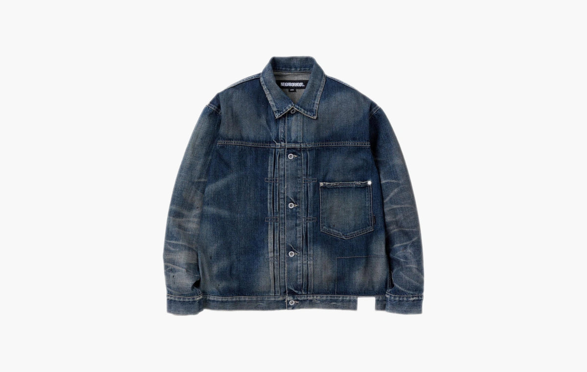 Washed-Effect Denim Jacket "Indigo"