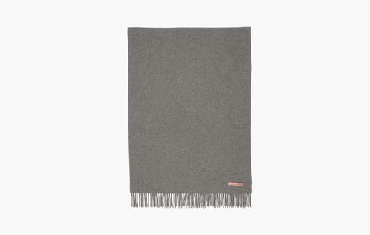 Fringe Oversized Wool Scarf "Grey Melange"