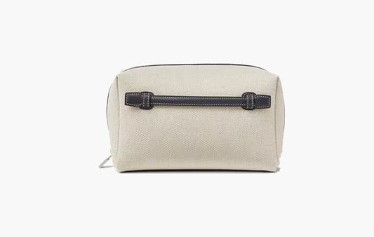 Medium Extra Travel Pouch Cotton Linen "Natural-Stonebenge/Antique Silver"
