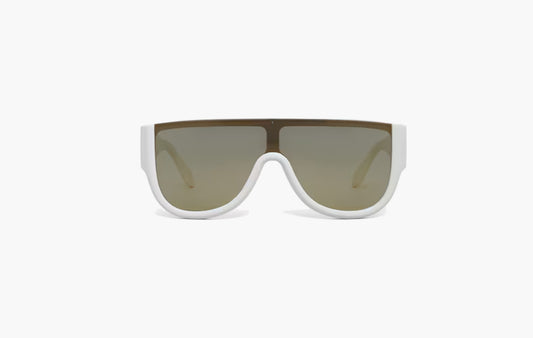 Mask-Shaped Acetate Sunglasses "White/Gold"