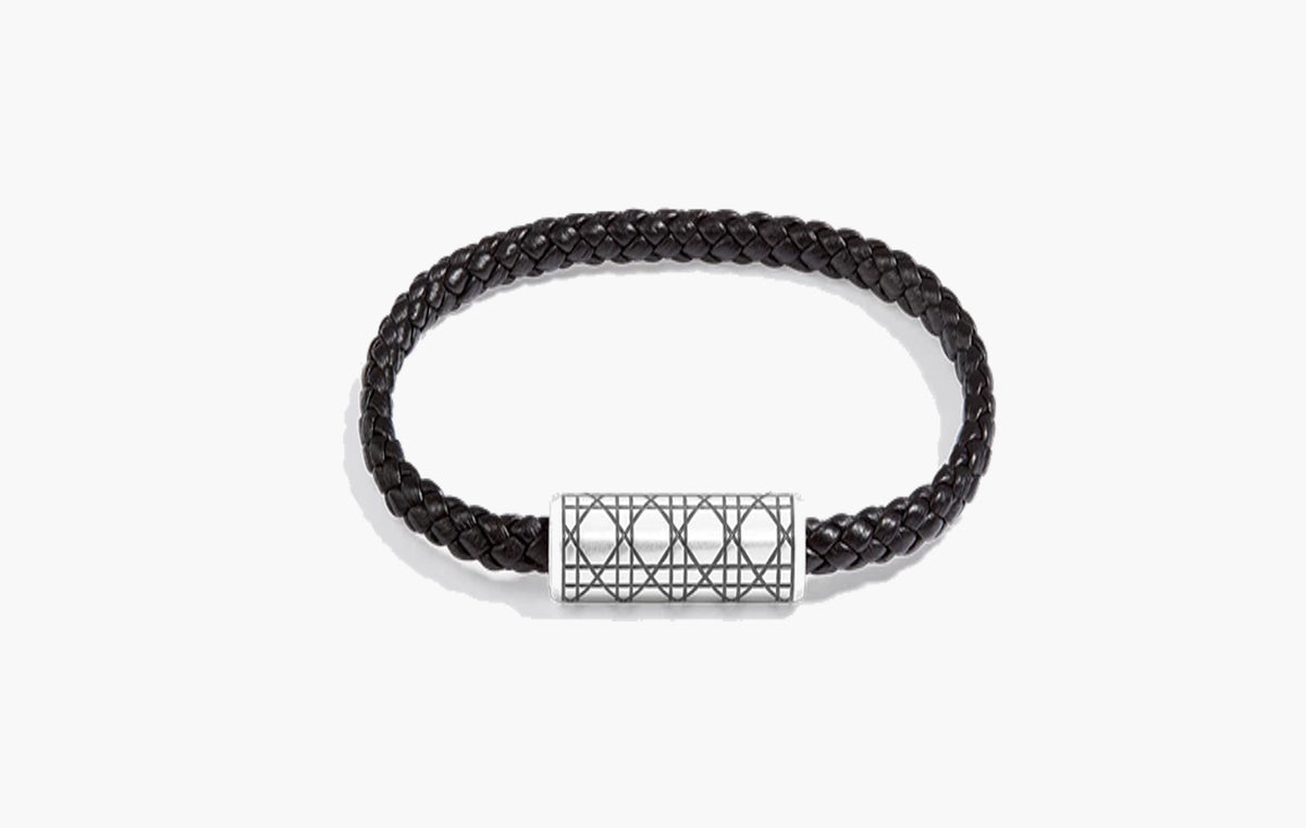 Cannage Braided Leather Bracelet "Black"