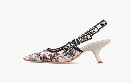 J'Adior Slingback Pump WMNS "Cotton Embroidered with Nude and White Millefiori Motif"