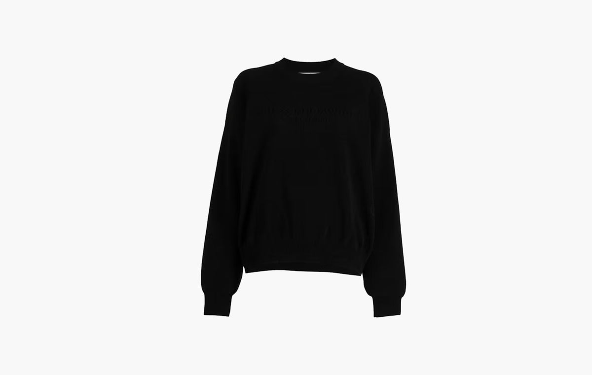 Embossed Logo Ribbed Pullover "Black"