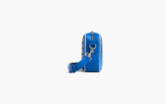 Small Intrecciato Camera Bag "Cobalt/white"