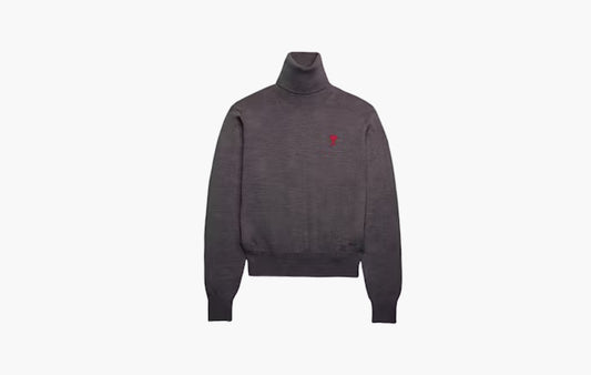 Ami De Coeur Embroidery Turtleneck Sweater "Heather Grey"