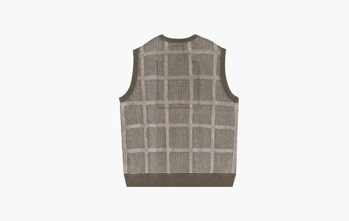 Grid Loose Knit Vest "Khaki"