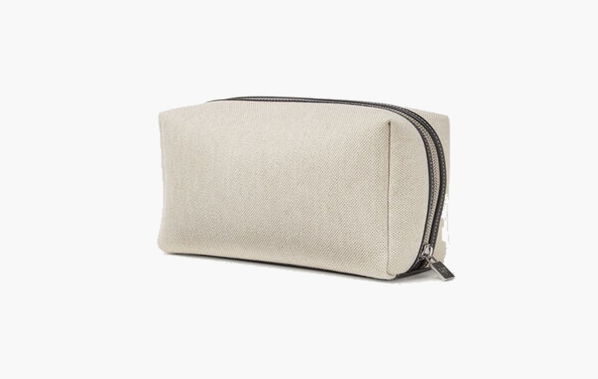 Medium Extra Travel Pouch Cotton Linen "Natural-Stonebenge/Antique Silver"