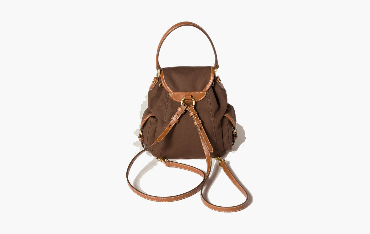 Canvas And Leather Backpack "Cocoa Brown/Brandy"