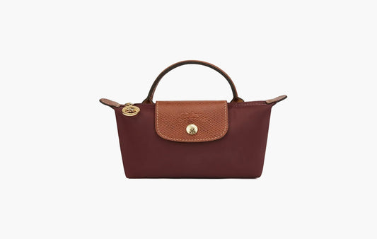 Le Pliage Green Pouch with handle "Burgundy"
