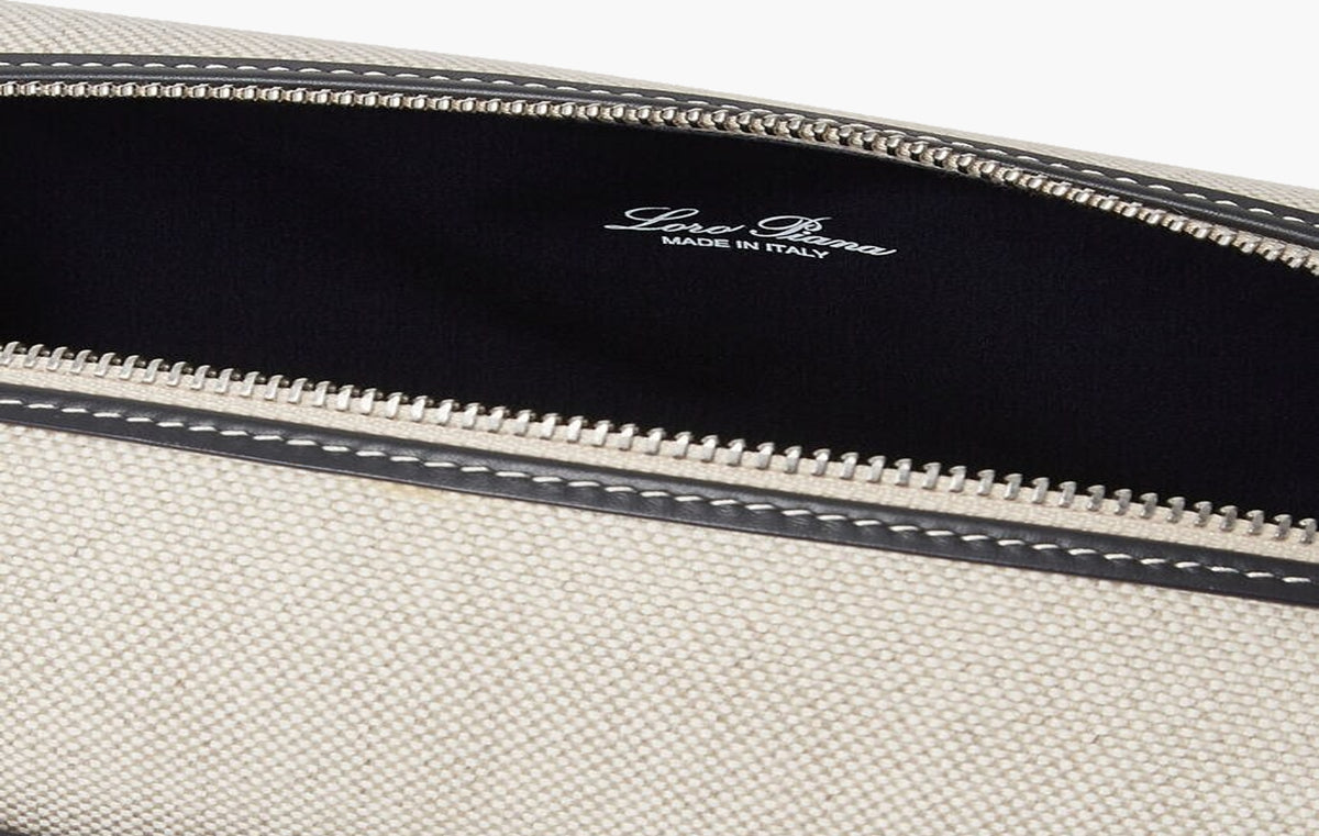 Medium Extra Travel Pouch Cotton Linen "Natural-Stonebenge/Antique Silver"